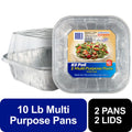 Disposable Aluminum Roasting Pans with Lids - 10 lb, 2 Pack