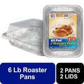 Disposable Roasting Pans with Lids - 2 Count, 6 Pound Capacity