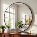 24 Inch Round Wall Mirror - Black Aluminum Frame, Modern Bathroom Mirror, Wall Mounted - Variation of THIS listing
