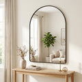 Easy4Home 28x20 Inch Rounded Arched Bathroom Mirror Wall Mount Vanity Black