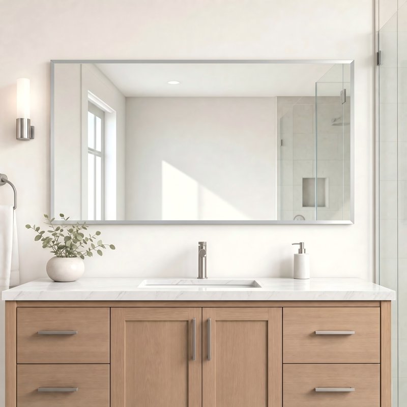 Easy4Home 30x60 Frameless Rectangular Bathroom Mirror Beveled Wall Mirror - Modern Vanity