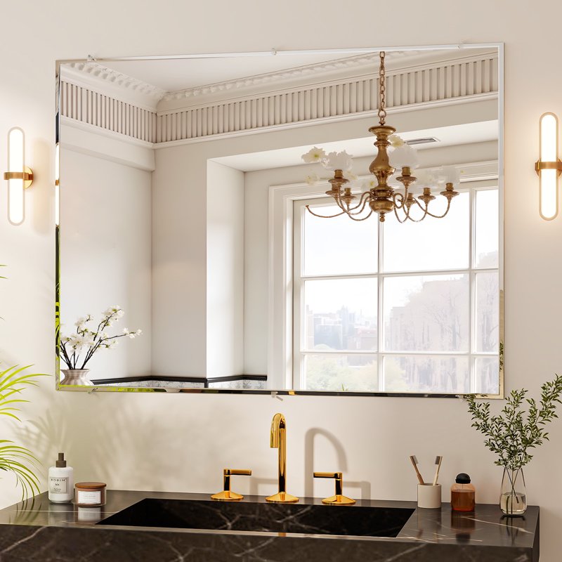 Easy4Home Frameless Rectangular Bathroom Mirror 36x48 Beveled Edge Wall Mirror - Variation of THIS listing