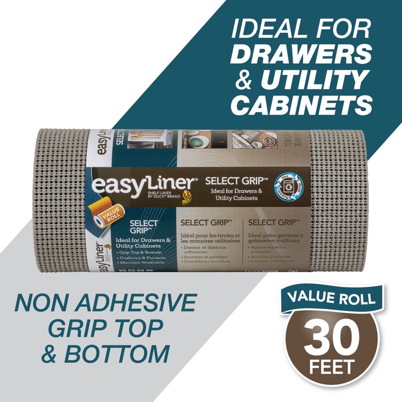 Select Grip Shelf Liner, Light Gray, 12 in. x 30 ft. Roll