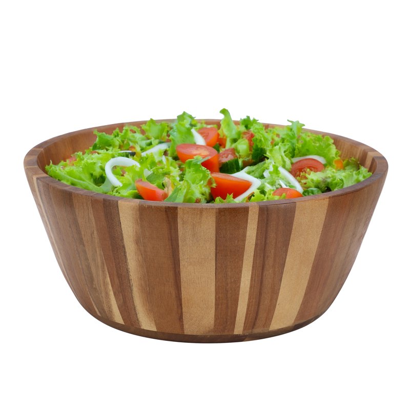 Acacia Wood Salad Bowl - 13.8 Inch Jumbo - Brown