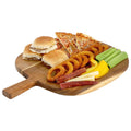13 Inch Acacia Wood Serving Butcher Cutting Board with Handle - Brown