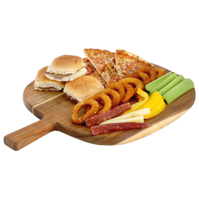 13 Inch Acacia Wood Serving Butcher Cutting Board with Handle - Brown