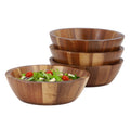 Acacia Wood Salad Bowl Set - 4 Piece Dark Brown 7 Inch