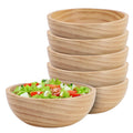 7-Inch Pine Wood Bowl Set - Light Brown - 6 Pieces