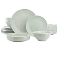 16 Piece Double Bowl Stoneware Dinnerware Set - Light Green