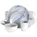 16 Piece Blue & White Marble Stoneware Dinnerware Set