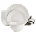 18-Piece Stoneware Dinnerware Set in White - Service for 6