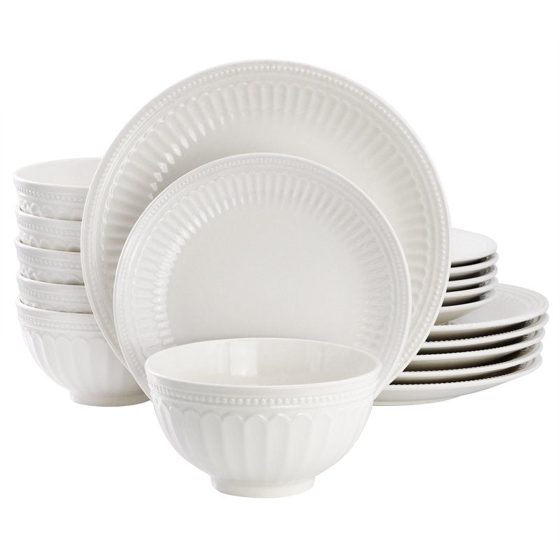 18-Piece Stoneware Dinnerware Set in White - Service for 6