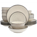 24 Piece Stoneware Dinnerware Set in Cream - Elama Gia
