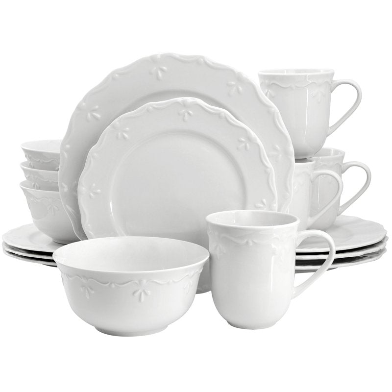 16-Piece Porcelain Dinnerware Set - White