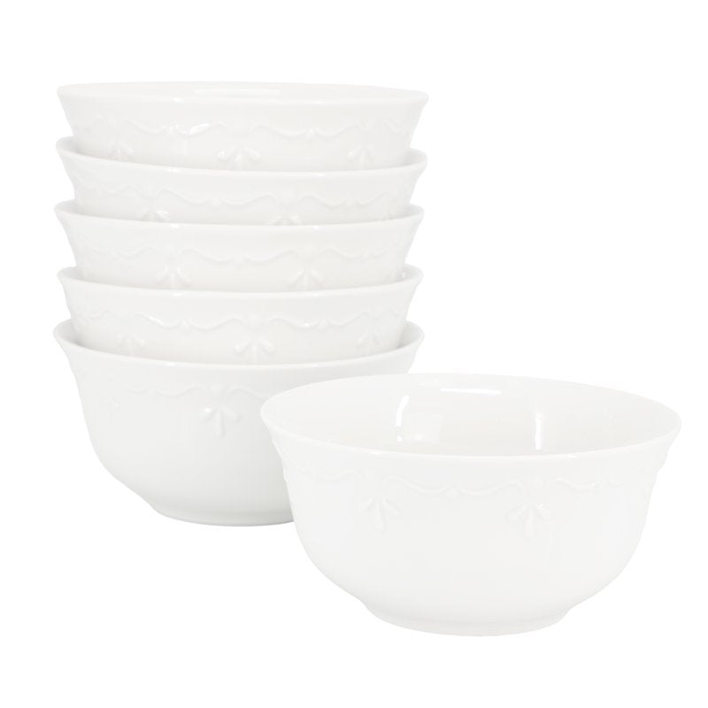 Porcelain Bowl Set - 6 Piece 6.1 Inch White Bowls