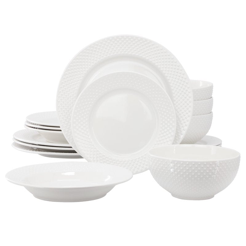 16-Piece Hobnail Double Bowl Porcelain Dinnerware Set - Kim