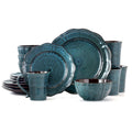 16 Piece Blue Stoneware Dinnerware Set - Service for 4