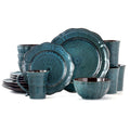 16-Piece Round Stoneware Dinnerware Set - Blue