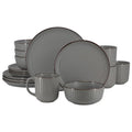 16 Piece Stoneware Dinnerware Set - Dark Gray