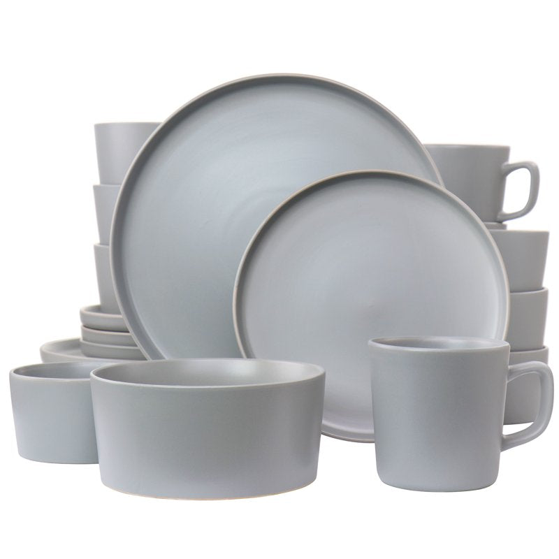 20-Piece Light Grey Dinnerware Set - Matte Stoneware