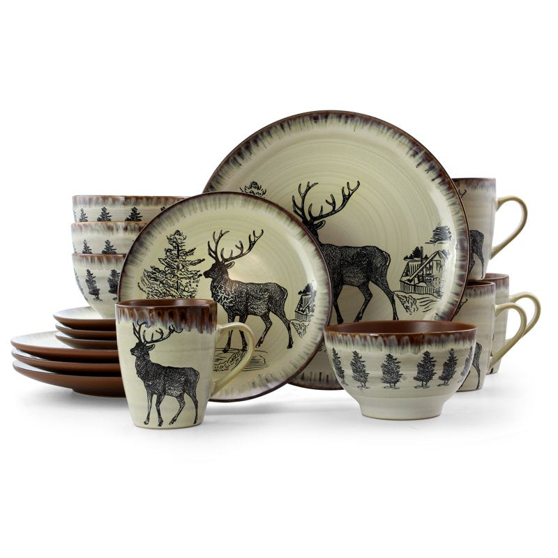 16-Piece Stoneware Dinnerware Set for 4 - Luxurious Design