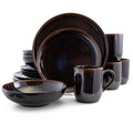 Midnight Beach 16-Piece Dinnerware Set - Metallic Black