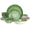 16 Piece Porcelain Double Bowl Dinnerware Set - Green