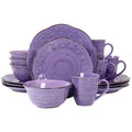 Rustic Birch 16 Piece Stoneware Dinnerware Set - Purple