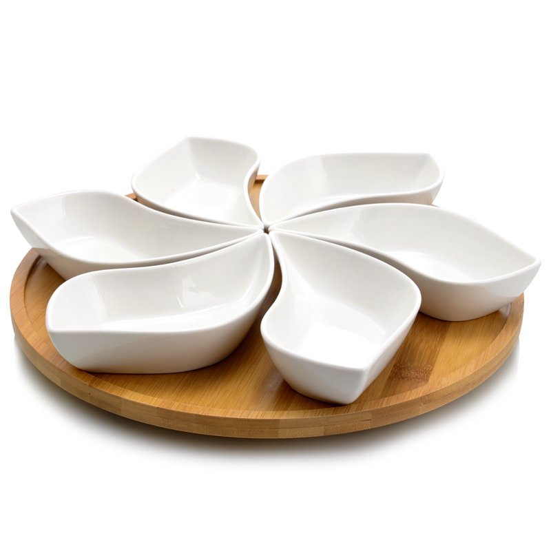 Lazy Susan Appetizer & Condiment Server Set - 7 Piece