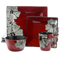 16-Piece Square Stoneware Dinnerware Set - Winter Bloom