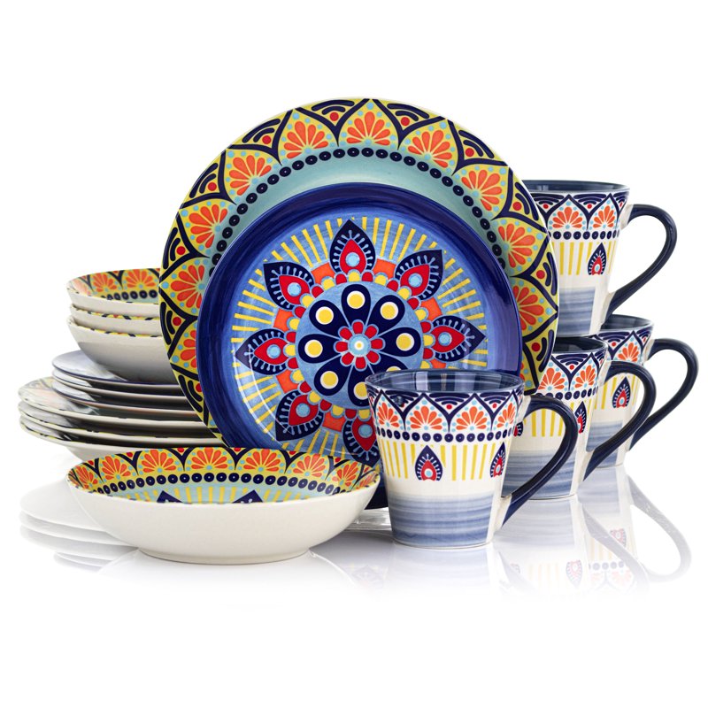 16 Piece Blue Mozaik Stoneware Dinnerware Set