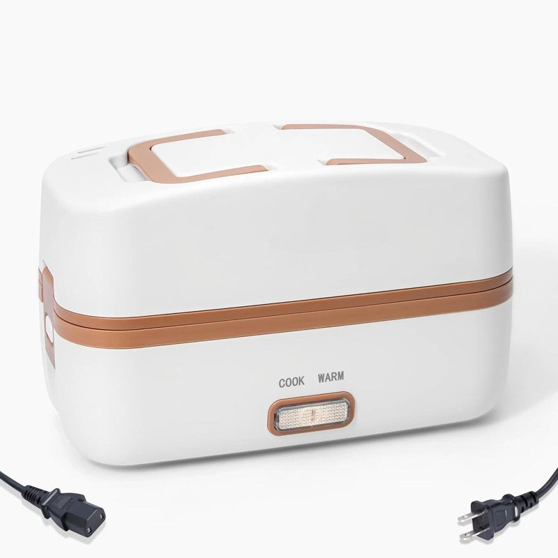 Electric Lunch Box Food Heater - 1000mL Stainless Steel - Brown