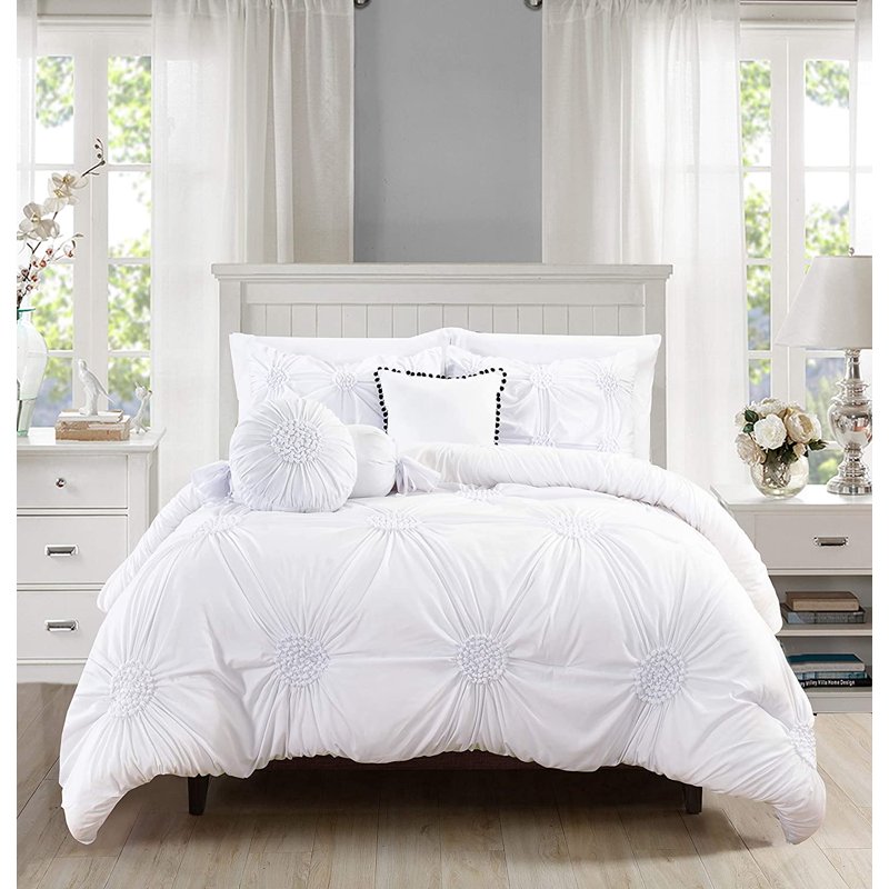 Elegant Comfort 10 Piece Full/Queen Comforter Set - White