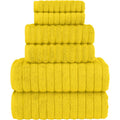 Turkish Cotton Corduroy Bath Towel Set - 6-Piece Luxury Yellow