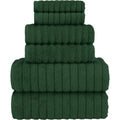 Turkish Cotton Corduroy Bath Towel Set - 6-Piece, Hunter Green