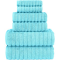 Turkish Cotton Corduroy Bath Towel Set Aqua - 6-Piece Luxury Quick Dry & Absorbent