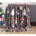 Elegant Comfort 50x60 Christmas Throw Blanket Santa Snowman Gray Gift