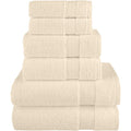 Elegant Comfort Ivory 6-Piece Cotton Towel Set - Turkish 680 GSM Plush Bath & Hand Towels
