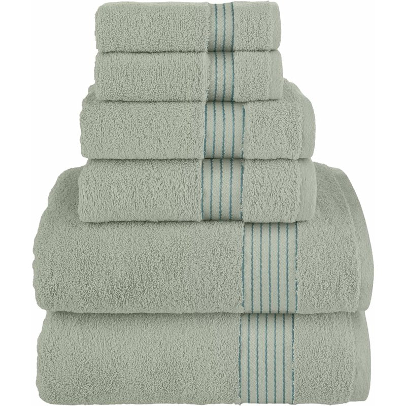 Mint Green Cotton Towel Set - 6-Piece Luxury Bathroom Towels