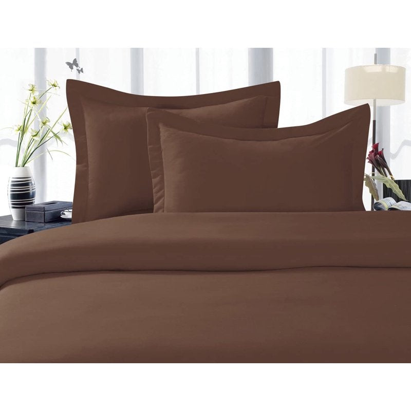 Twin Chocolate Brown Duvet Set with Pillow Shams - Elegant Comfort