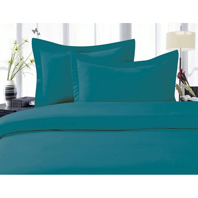 Twin Turquoise Duvet Cover Set with Pillow Shams - Elegant Comfort