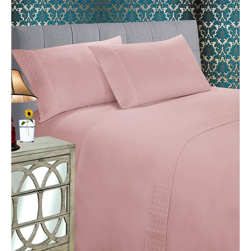 King Size Bed Sheet Set - Dusty Rose 4-Piece Microfiber Bedding with Deep Pockets
