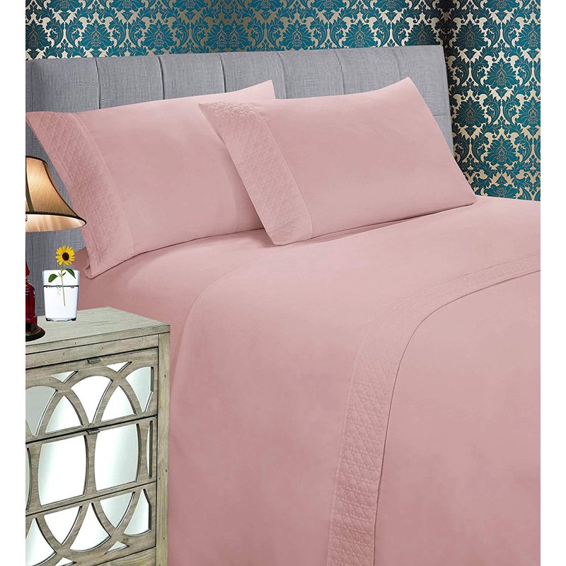 King Size Microfiber Bed Sheet Set - Deep Pocket Cooling Dusty Rose