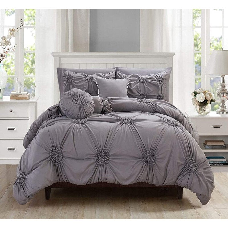 Gray King Size Hypoallergenic Microfiber Sunflower Comforter Set with Pillows