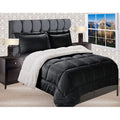 Queen Black Reversible Down Alternative Micro Suede Comforter Set - Elegant Comfort