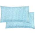 Ultra Soft Floral Pillowcases Set of 2 - Microfiber, Standard/Queen, Wave Aqua