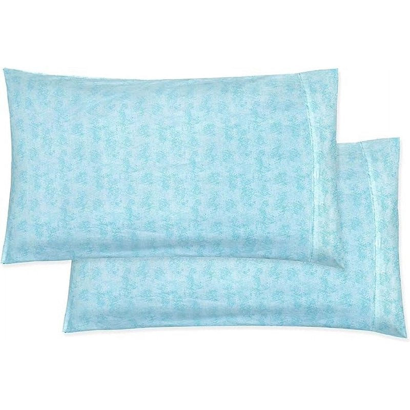 Ultra Soft Floral Pillowcases Set of 2 - Microfiber, Standard/Queen, Wave Aqua