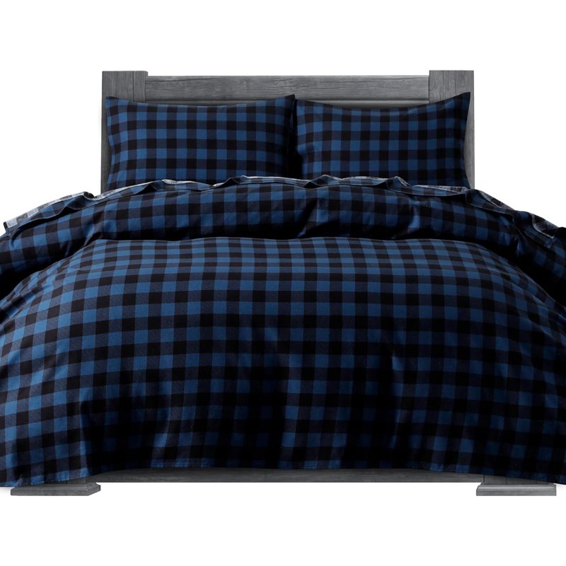 Elegant Comfort Cotton Flannel Sheet Set - Full Size, Blue, Deep Pocket