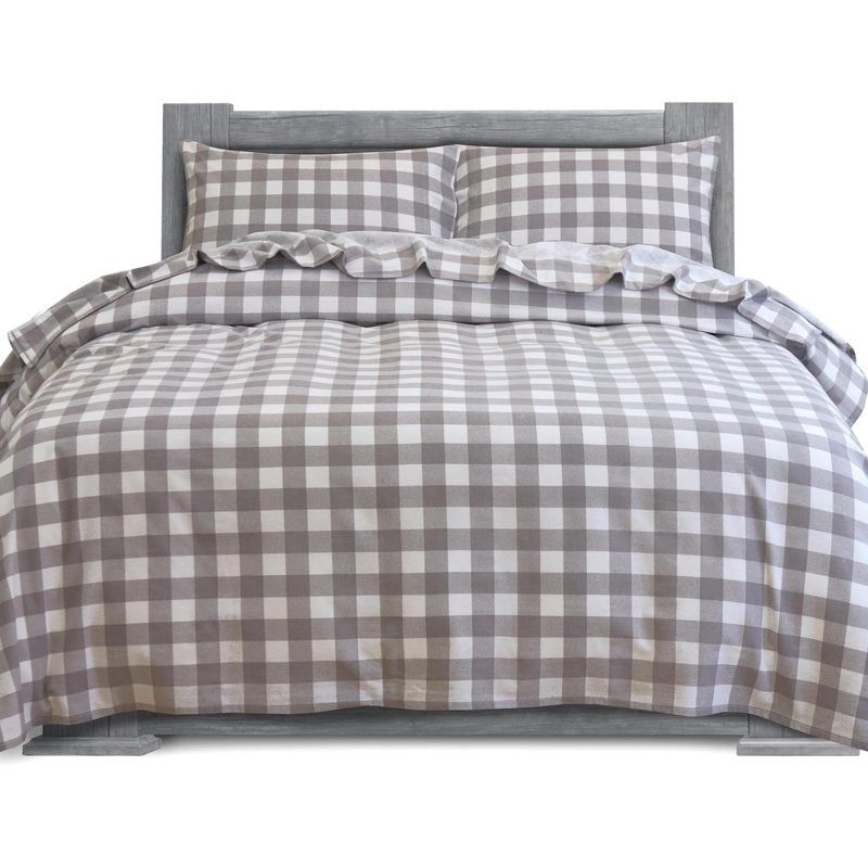 Elegant Comfort King Cotton Flannel Sheet Set - Deep Pocket, Gray, 4 Pieces