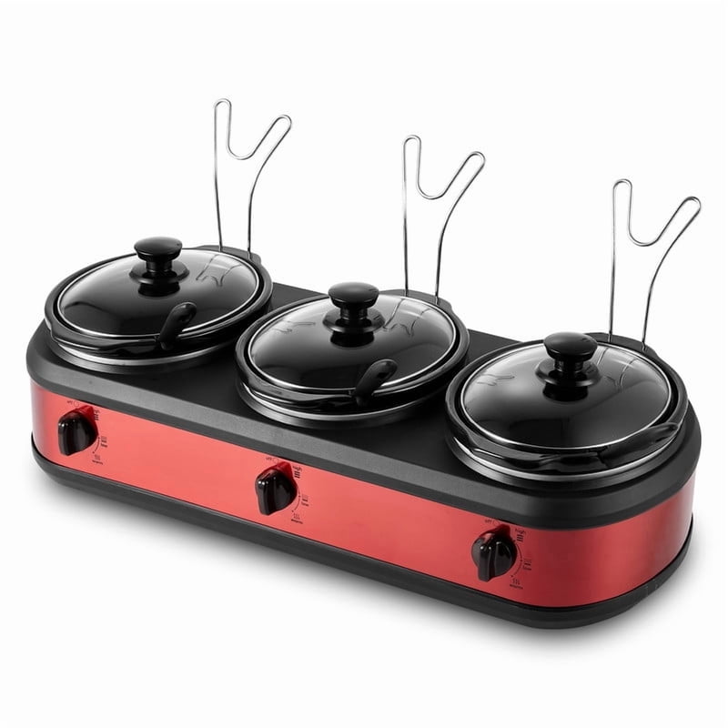 Triple Slow Cooker Buffet - 3 x 2.5 Quart Stoneware Pots